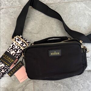 New Black Kedzie Crossbody Bag with two straps